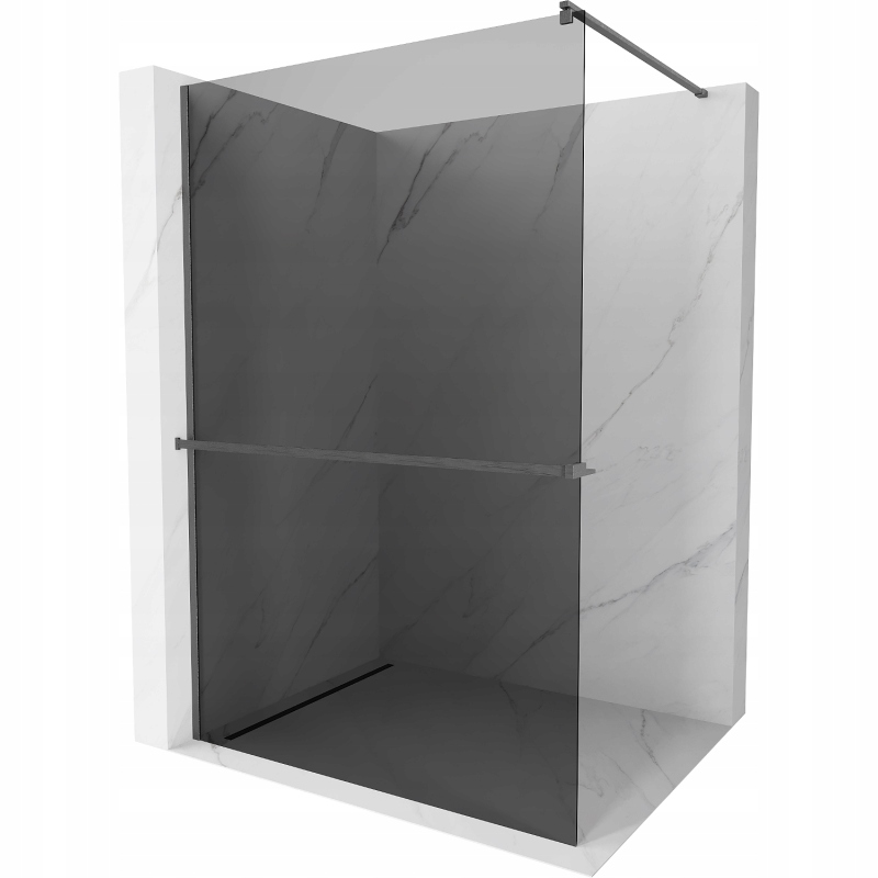 Mexen Kioto+ sprchová stěna s poličkou Walk-in 80 x 200 cm, grafit, kartáčo