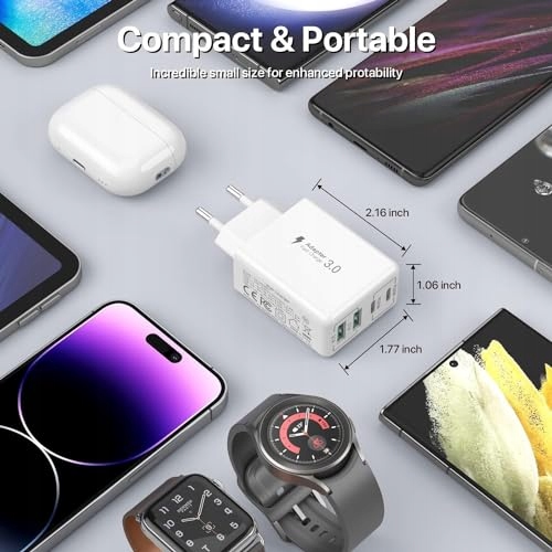Ładowarka USB C, 40 W, 4 porty USB C, blok szybkiego ładowania — miniatura 7