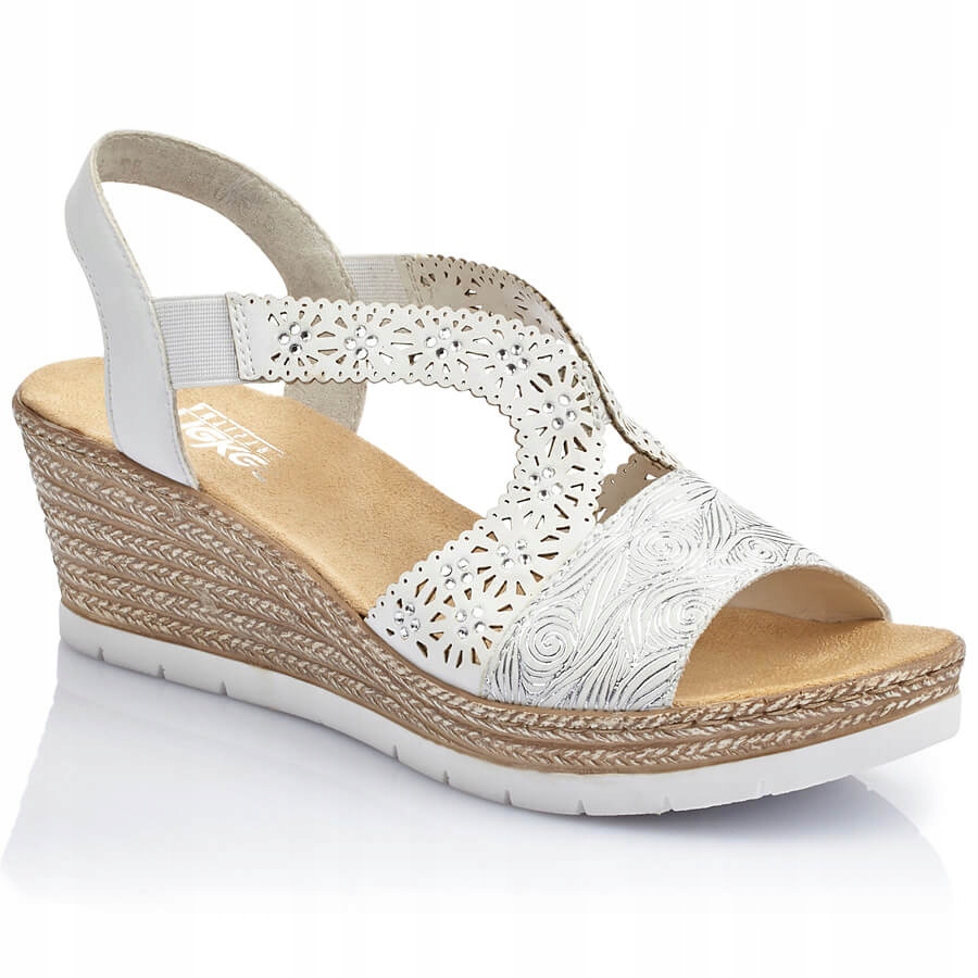 Dámské sandály na klínku bílé Rieker 61916-80 42