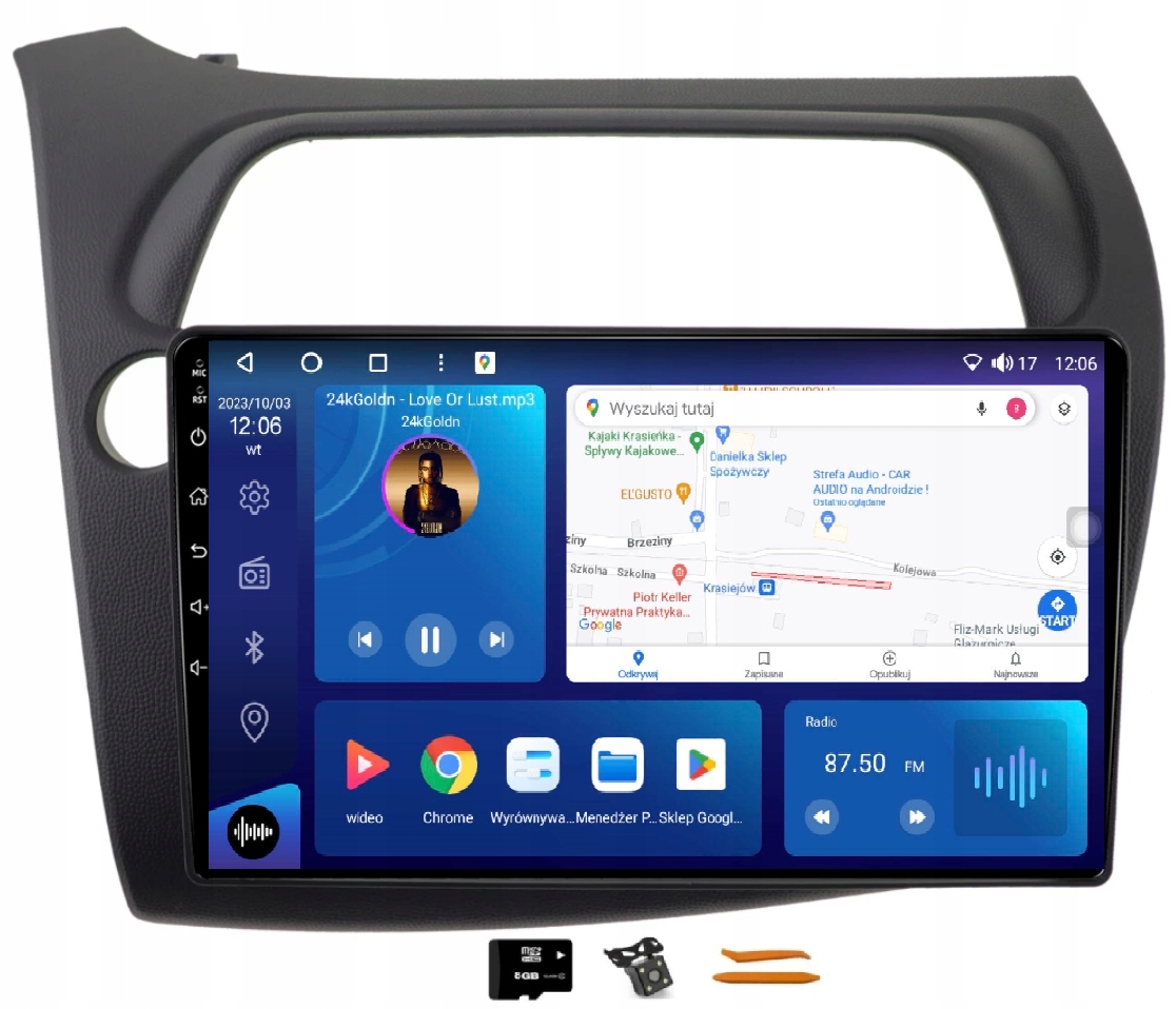 Radio Android Nawigacja Qled Carplay 128GB Lte Gps Honda CIVIC 8 Ufo 06-11