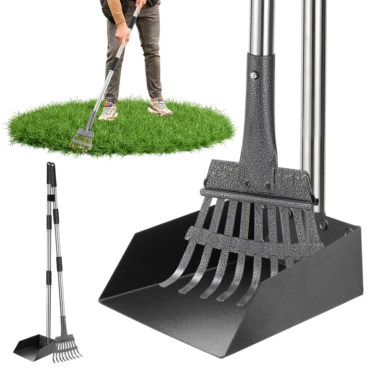 Lopatka Na Sběr Exkrementů 2 Ks Nerezová Ocel Univerzální 52-94 CM