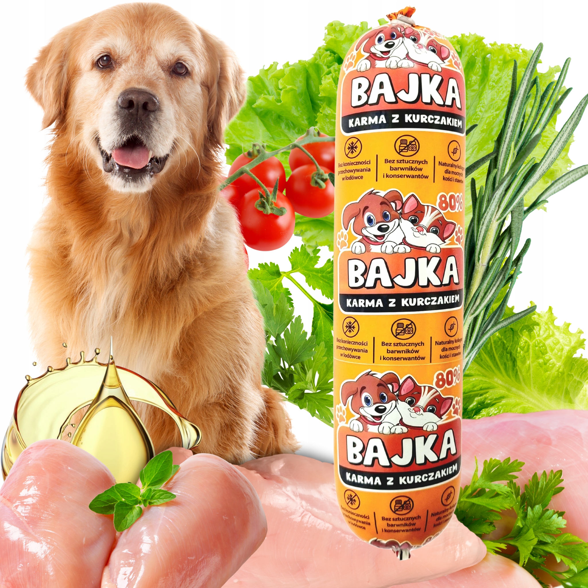 Levně Vlhké krmivo pro psy tyčinka kuřecí maso 80% masa bílkoviny 19 kg