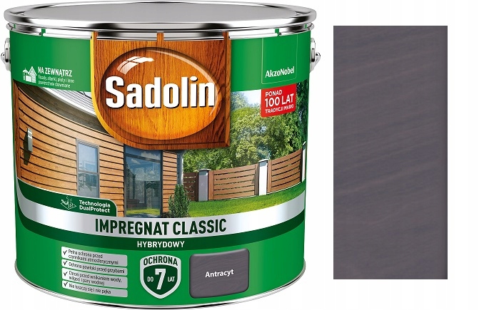 Sadolin Classic Hybrydowy Impregnat Do Drewna Antracyt 9L