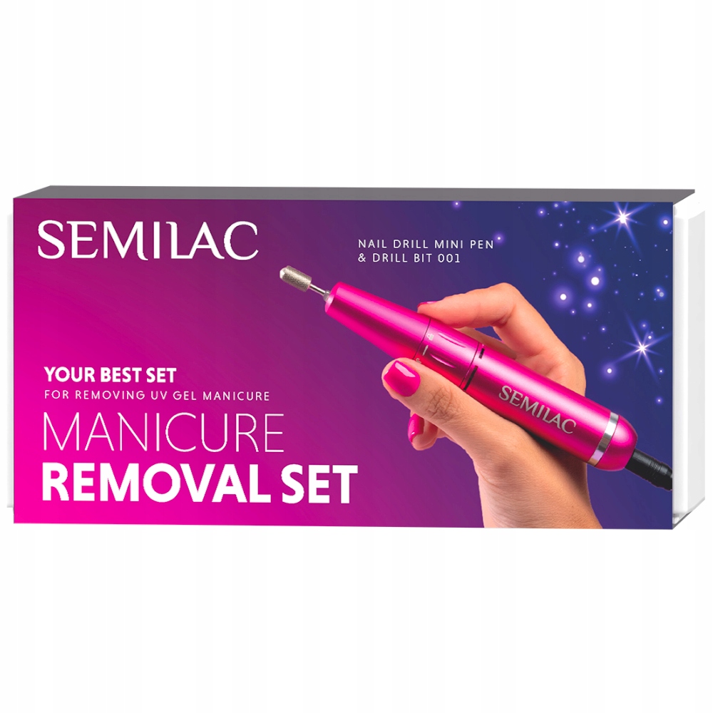 Semilac Sada na odstraňování chloupků na manikúru Mini Bruska Pen fréza 001