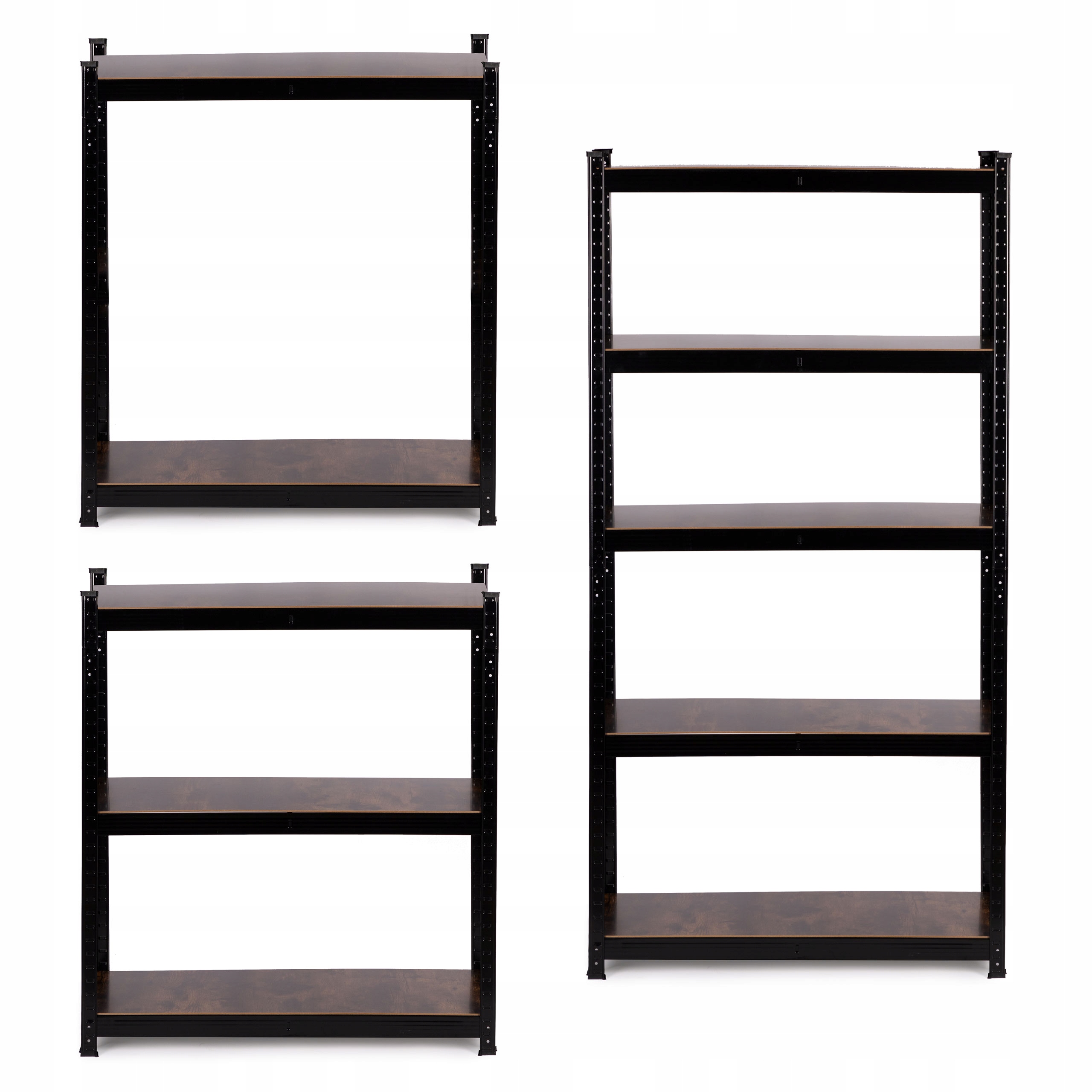 

Regał magazynowy metalowy 2w1 czarny 150x75x30 cm