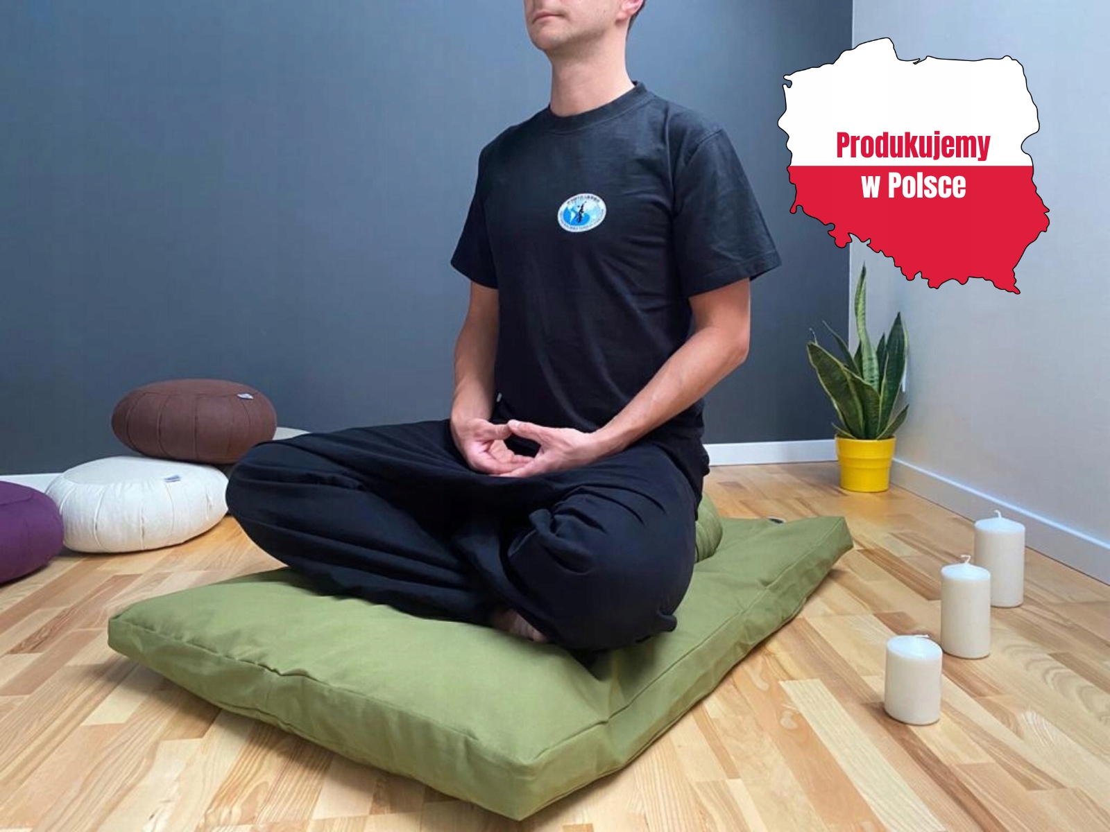 Polský Výrobek Bavlněná meditační podložka Zabuton 70x90 cm olivová