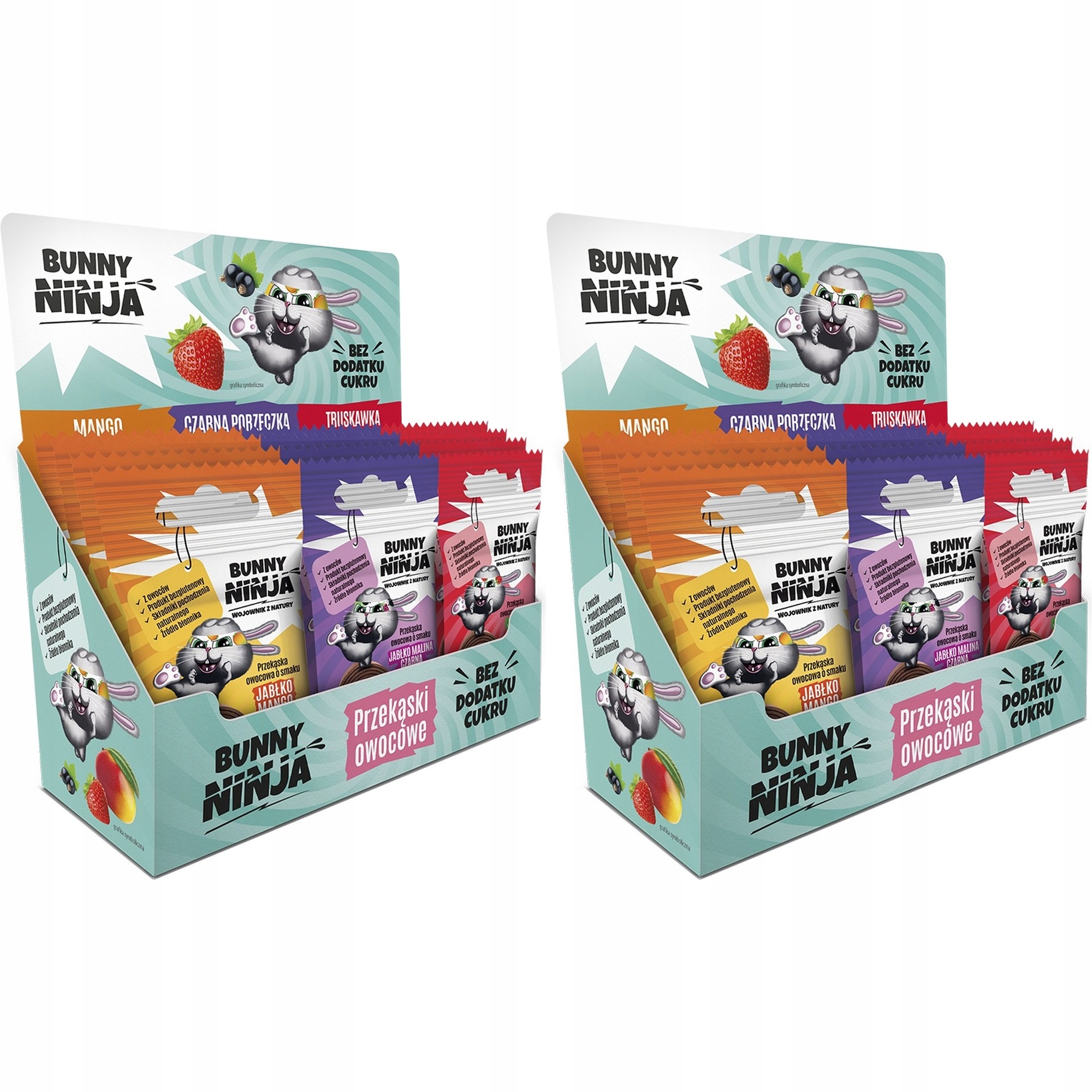 Box Zestaw przekąsek owocowych Bunny Ninja rolka MIX 3 smaków 3x6 2 szt.