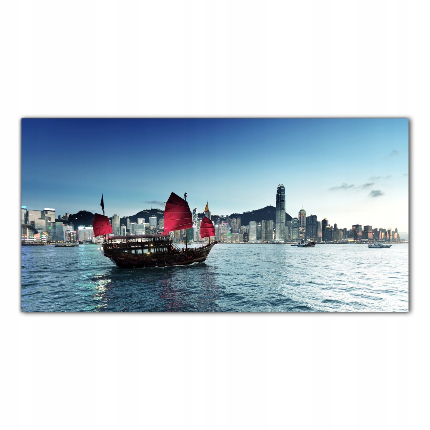 

Obraz na szkle Foto Hong Kong Łódka Port 140x70