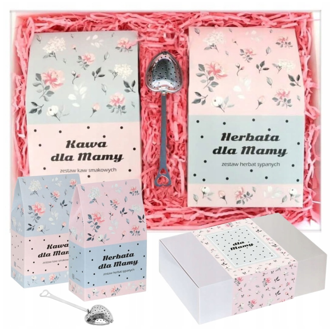 Box Prezentowy Na Dzień Matki Kawa Herbata Zaparzacz Metalowy Serce