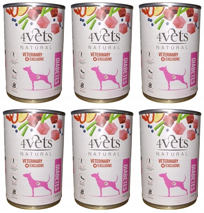 Levně 4VETS Natural Diabetes Obesity 6 x 400 g pro psy na cukrovku a nadváhu