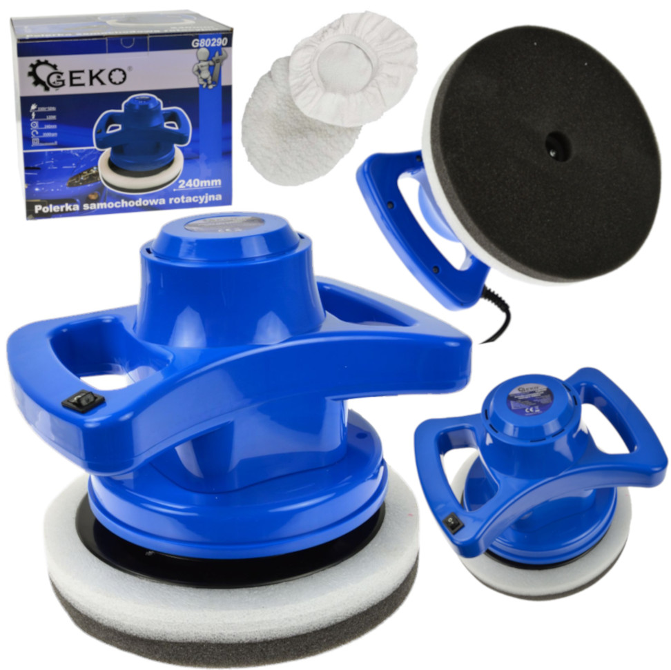 GEKO POLERKA SAMOCHODOWA ROTACYJNA 240MM + NAKŁADKI