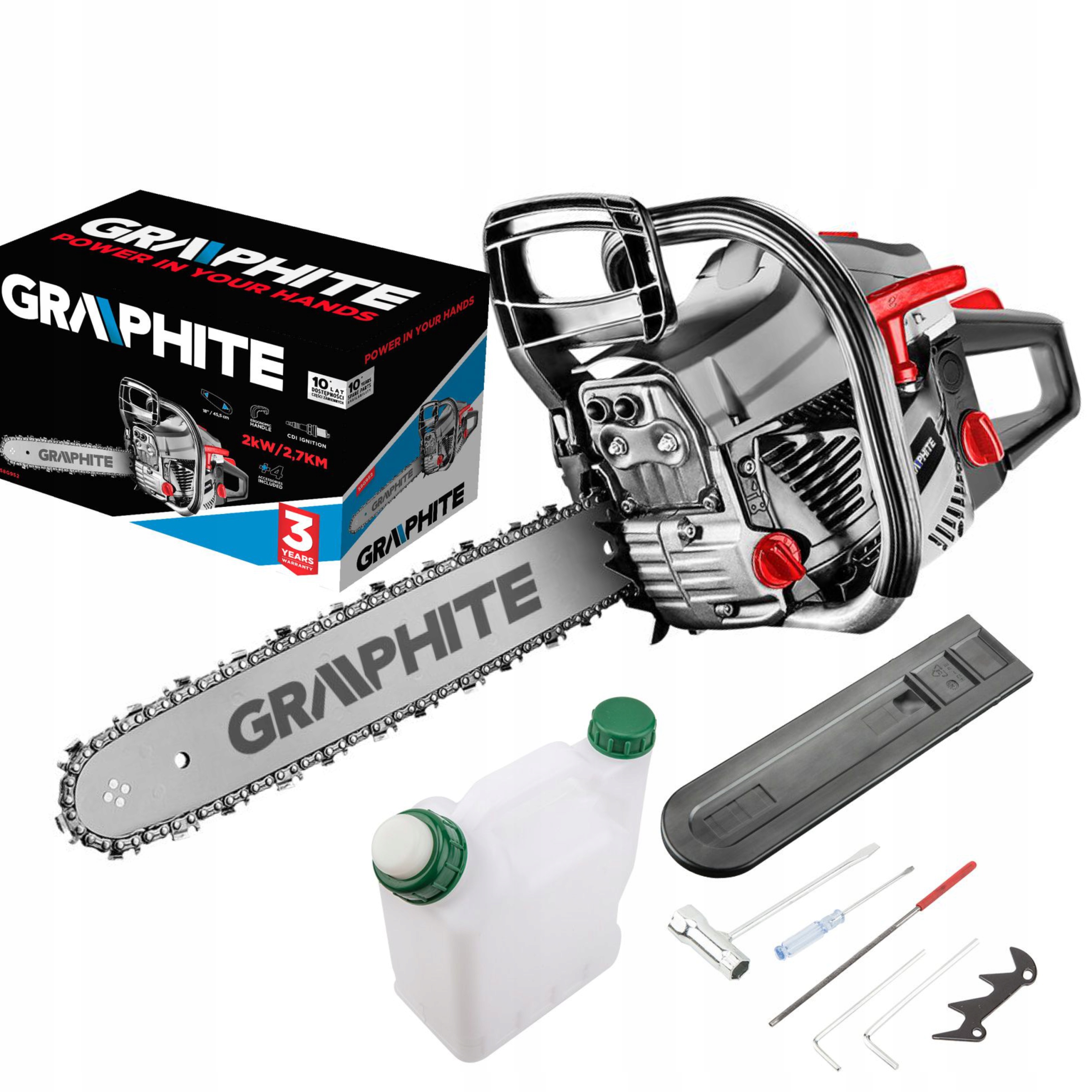 GRAPHITE 58G952 PILARKA PIŁA SPALINOWA DO DREWNA 2,72KM 46cm PROWADNICA 18"