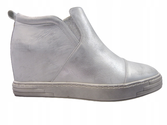Stříbrné dámské kotníkové boty s teniskami na skrytém podpatku Tyche 41