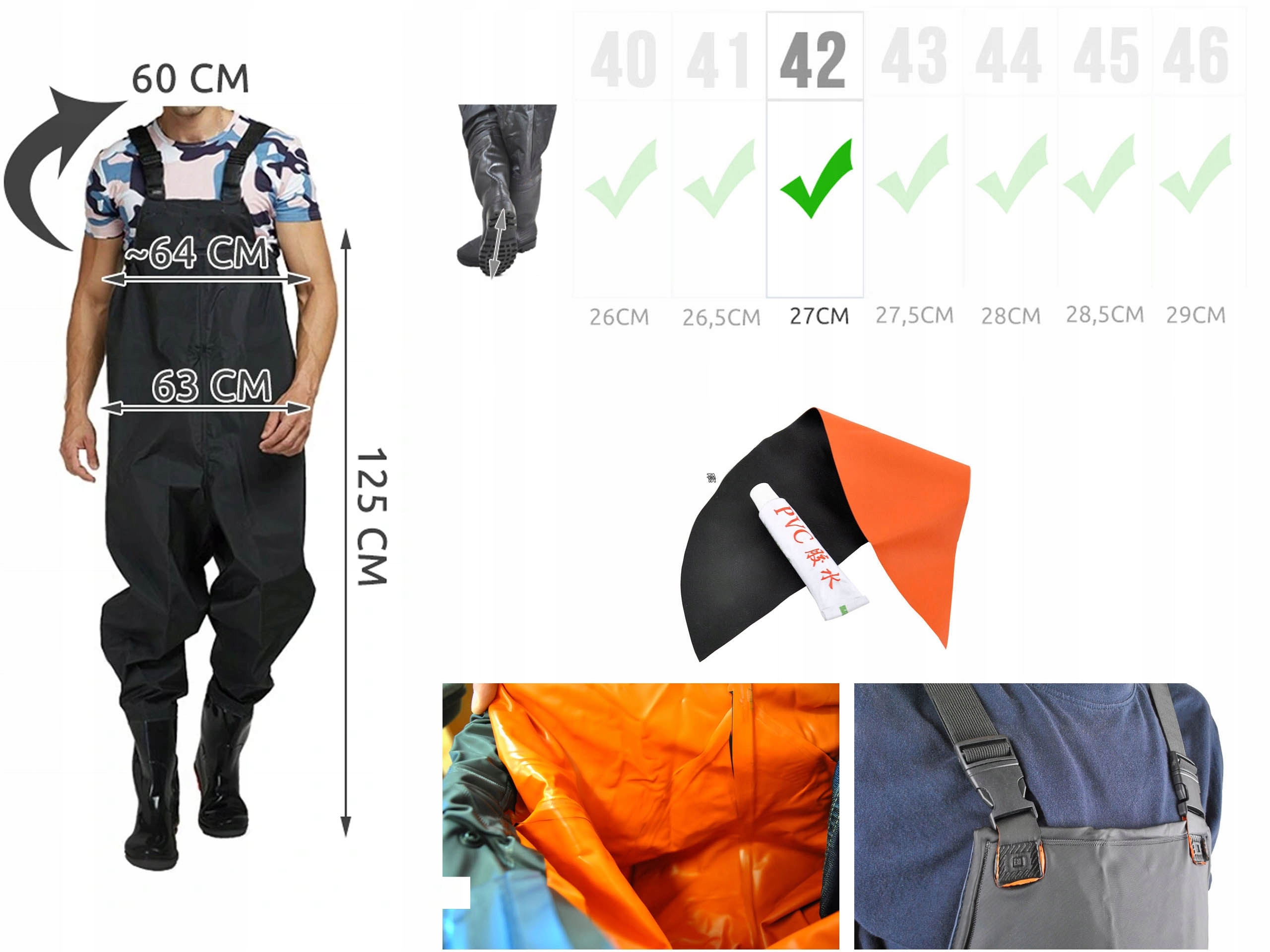 SPODNIOBUTY WODERY Z REGULUJĄCYMI SZELKAMI roz. 42 Kolor dominujący odcienie szarości