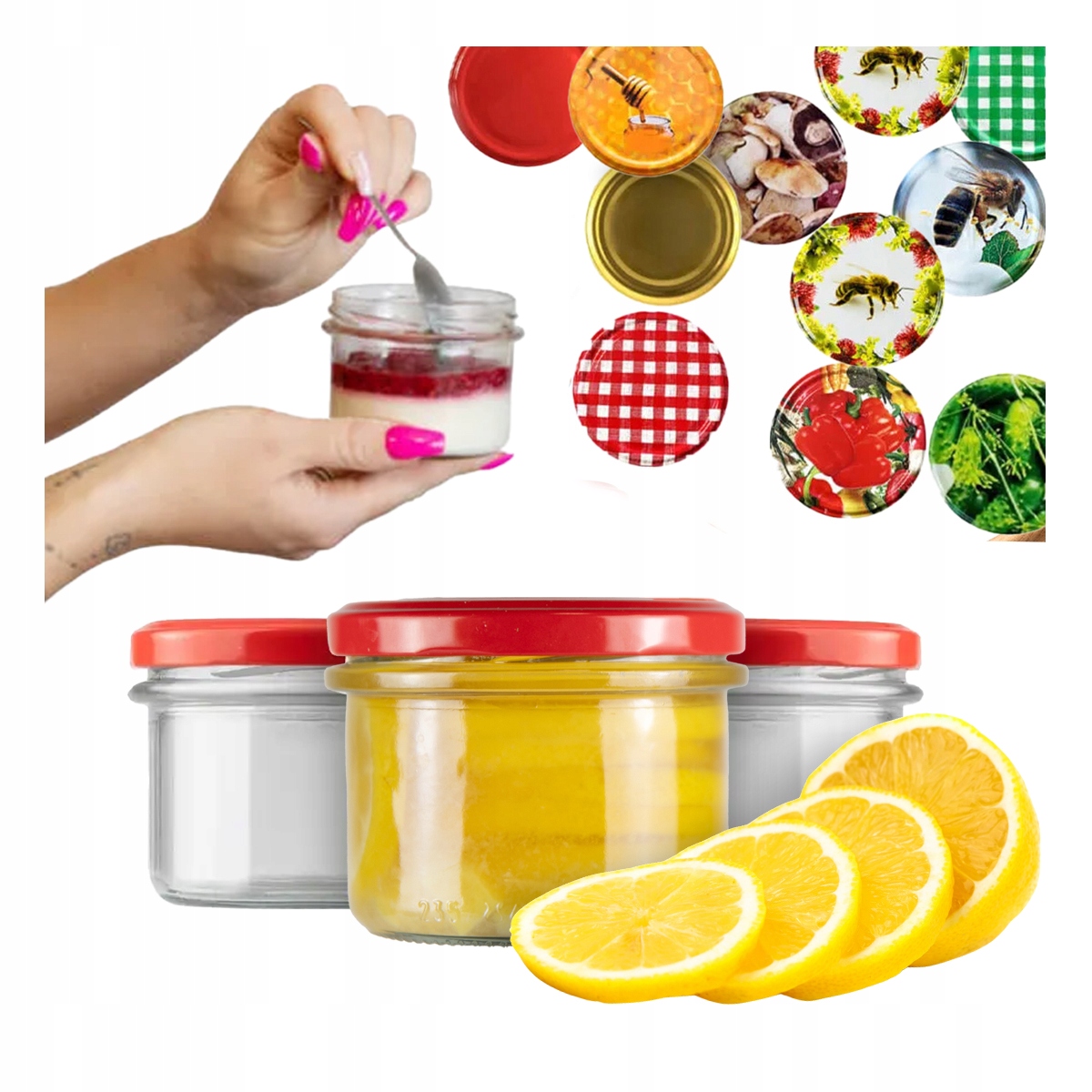 50x Słoik Szklany 235 ML Miód Dżem Grzyby Pasztet Słoiki monoporcja desery