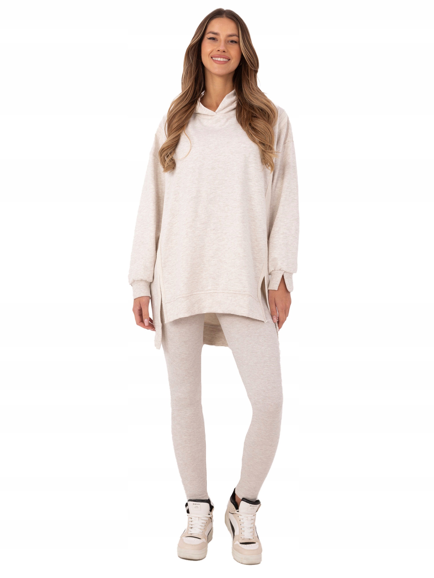 Komplet damski casualowy Legginsy damskie Bluza z kapturem