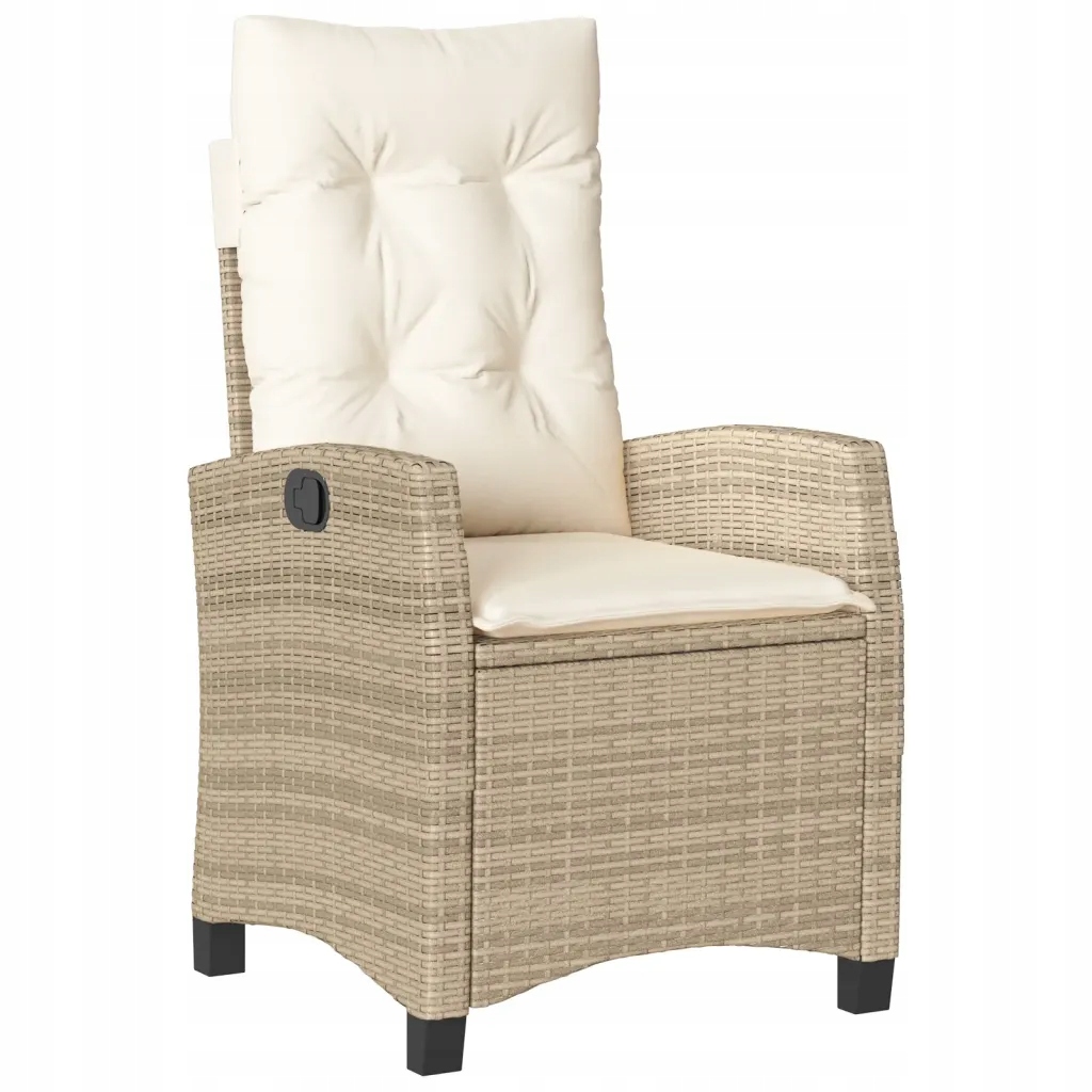 Béžové zahradní křeslo s nastavitelným opěradlem, Pe ratan, 57 x 66 x 93 cm