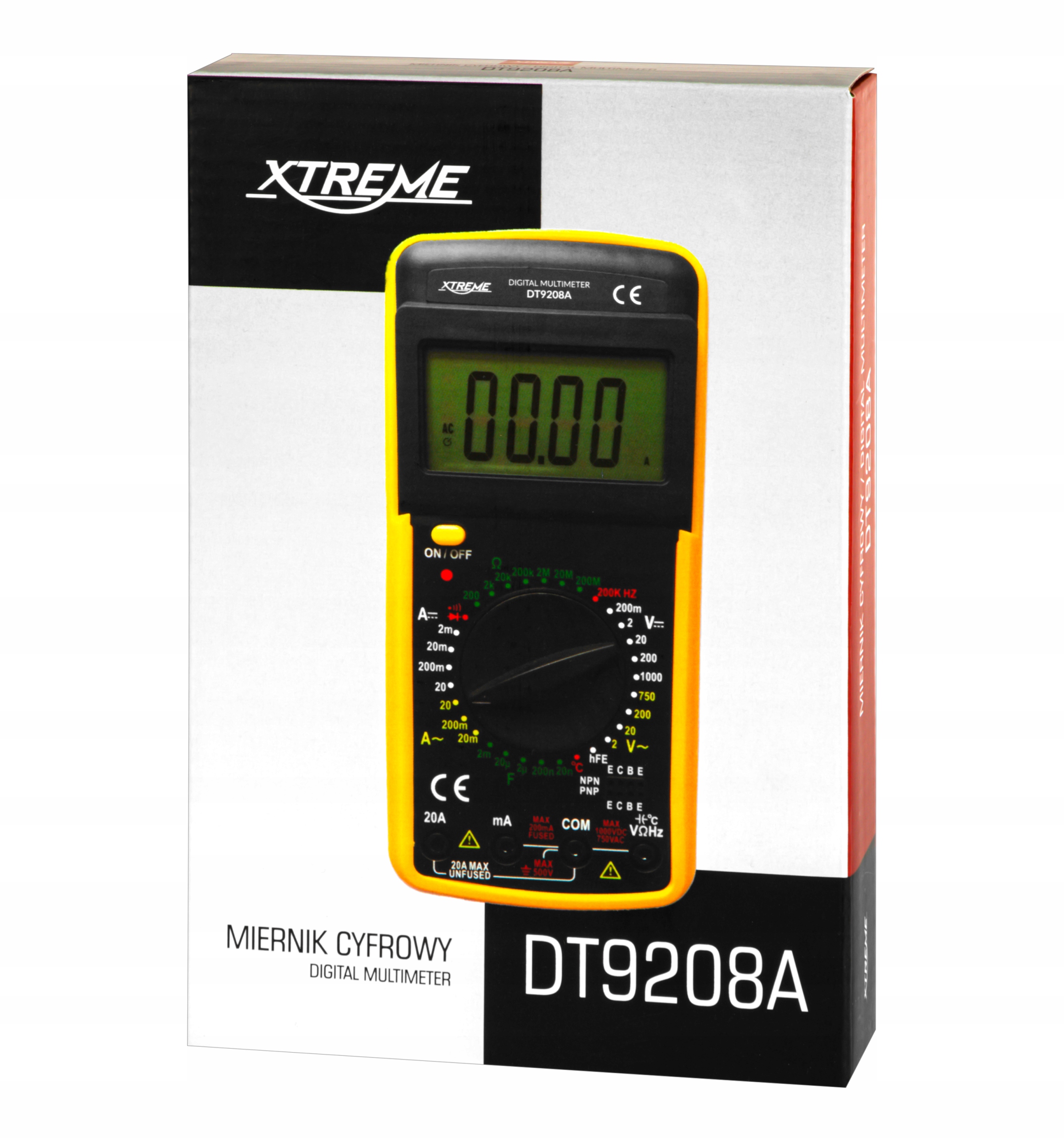 MULTIMETR MIERNIK PRĄDU NAPIĘCIA TEMPERATUR ZESTAW Maksymalna wyświetlana wartość 1999