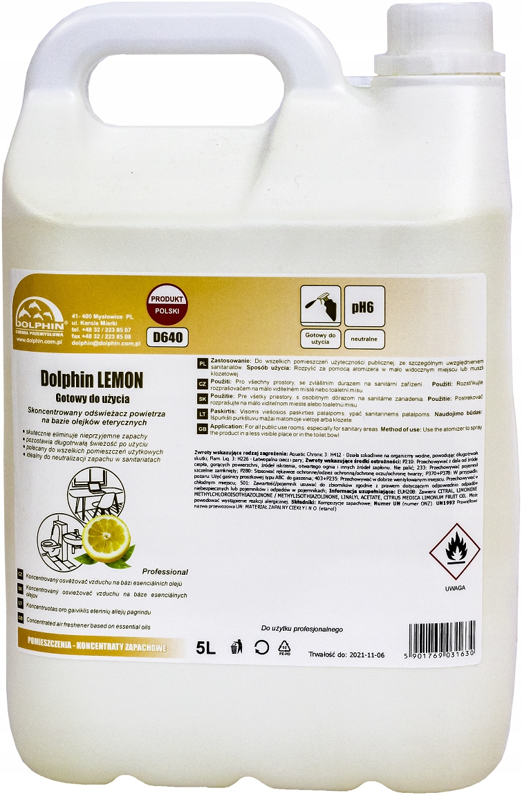 Dolphin Lemon Osvěžovač Vzduchu 5 Litrů Zásoba