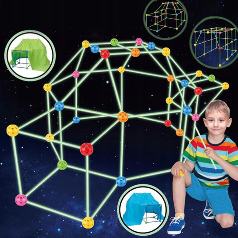 ZESTAW DO BUDOWANIA FORTÓW BAZA NAMIOT RURKI KULKI Materiał plastik