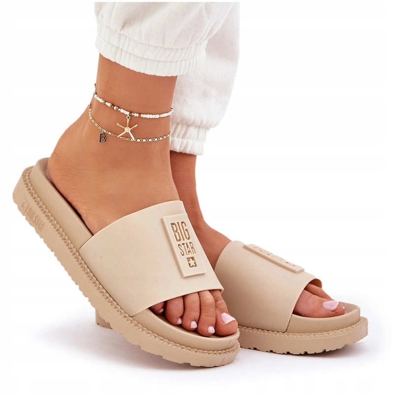 KLAPKI DAMSKIE BIG STAR LL274A210 BEŻOWE PLAŻA DOM BASEN 38