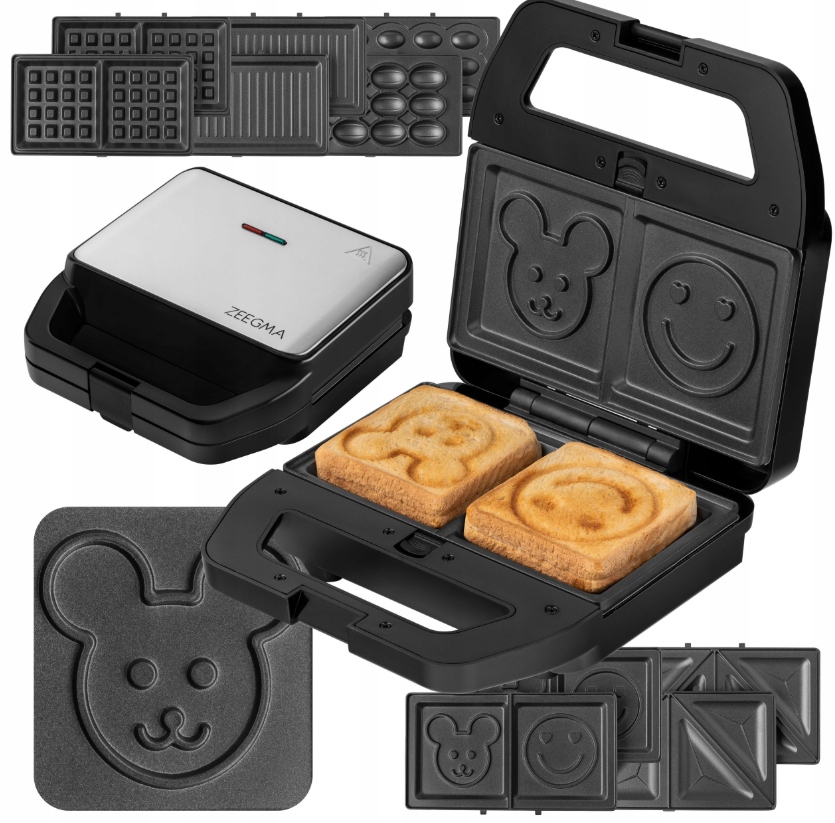 Sendvičovač Panini Toustovač Grill Vaflovač Oříšky 6v1 800W 5 Desek