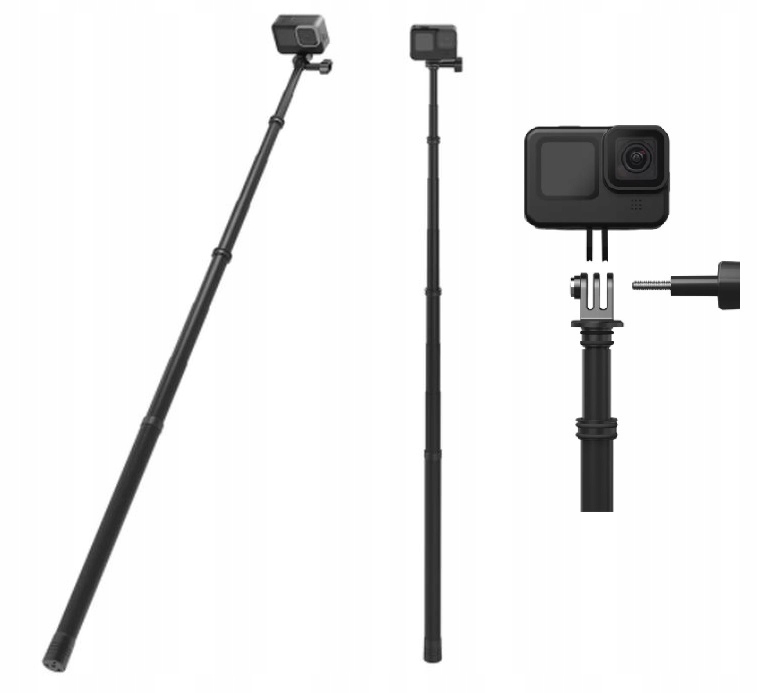 Stativ Monopod Selfie Stick Karbon 2,7 m pro GoPro Hero 13 12 11 10 9 8 7 Max