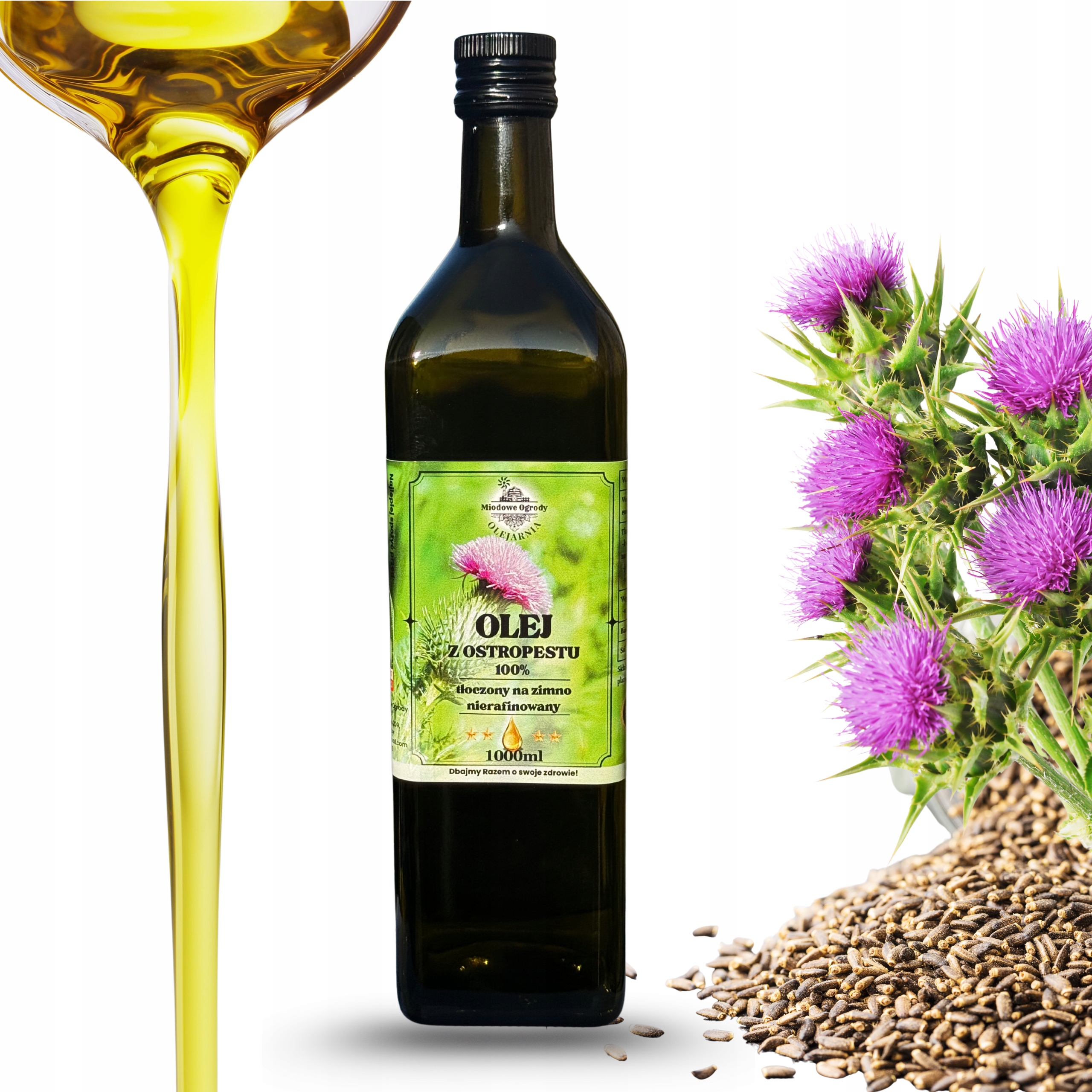 Levně Ostropestřecový olej lisovaný za studena 1000 ml přírodní, nerafinovaný