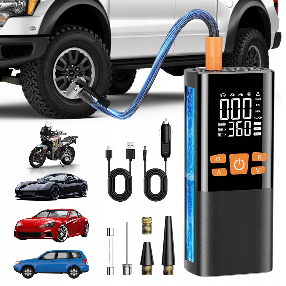 Profi Pumpa 150 Psi 5 Režimů Auto Vypnuto 3 Položky 23 L/min 6000 Mah