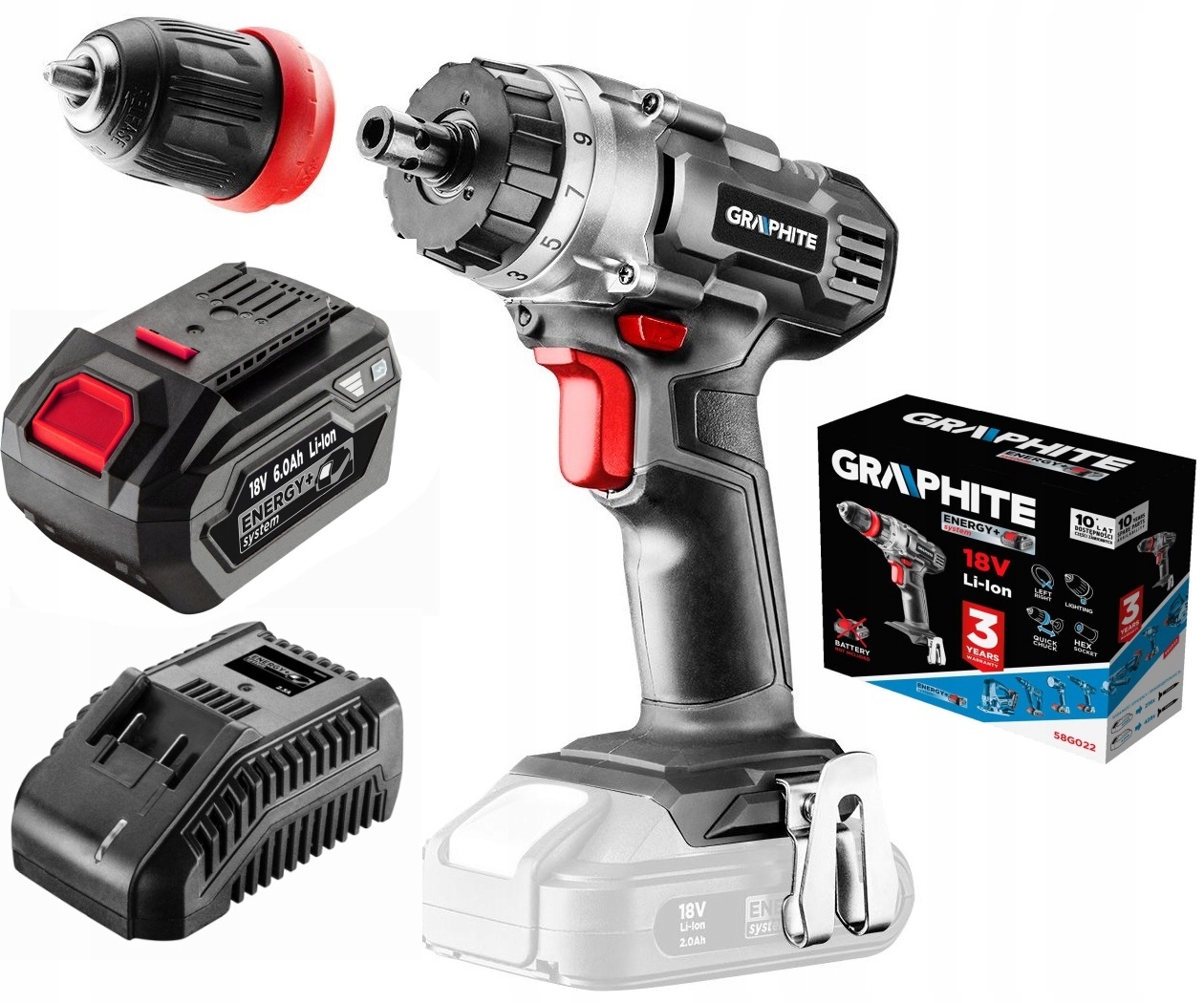 WIERTARKO WKRĘTARKA 18V + 6Ah GRAPHITE Energy+