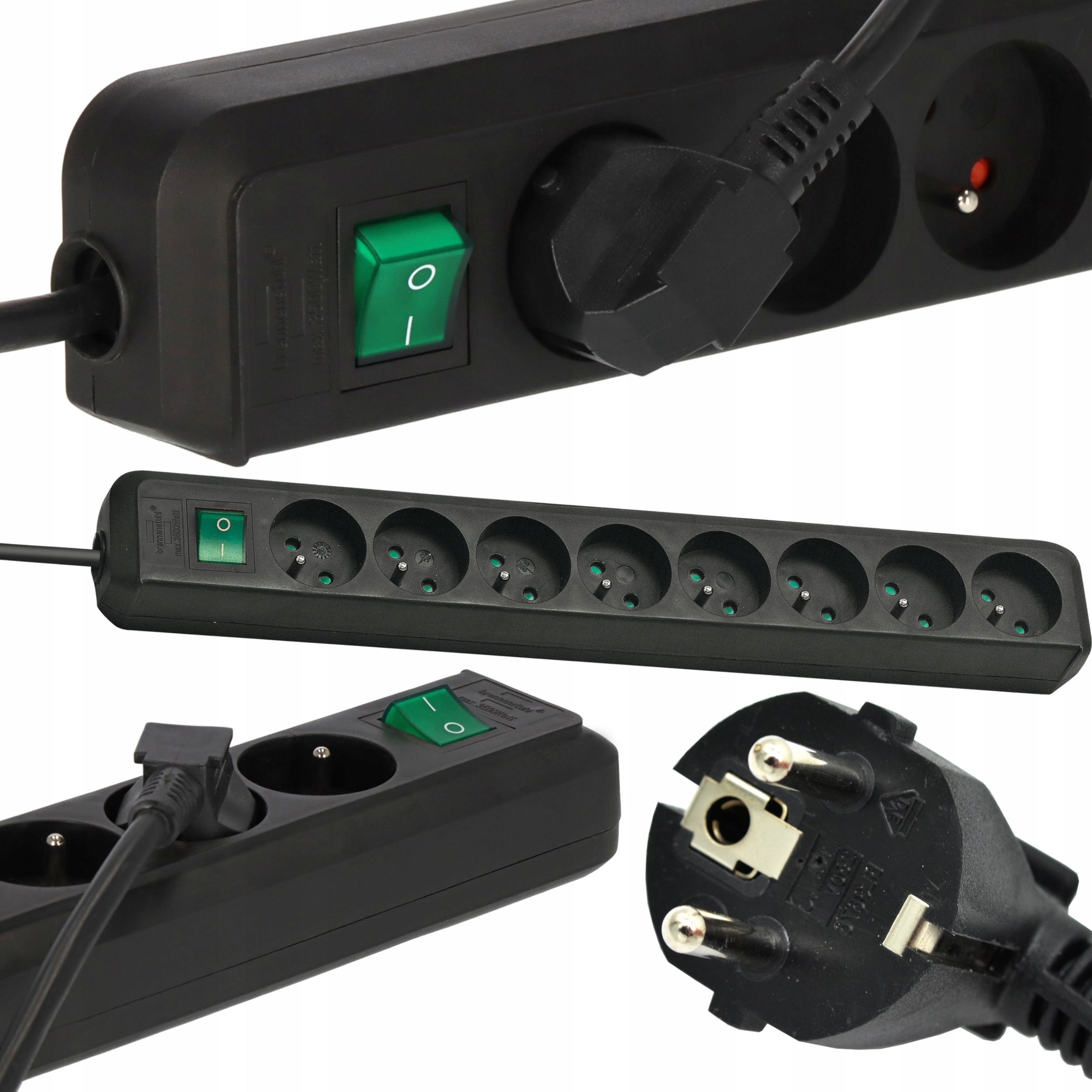 LISTWA ZASILAJĄCA PRZEDŁUŻACZ 8 GNIAZD BRENNENSTUHL KABEL 3M CZARNY ECOLINE