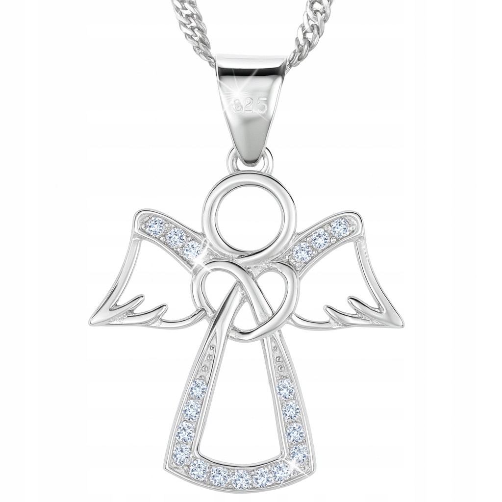 Řetízek medailonek andělské srdce s zirkonem stříbro 925