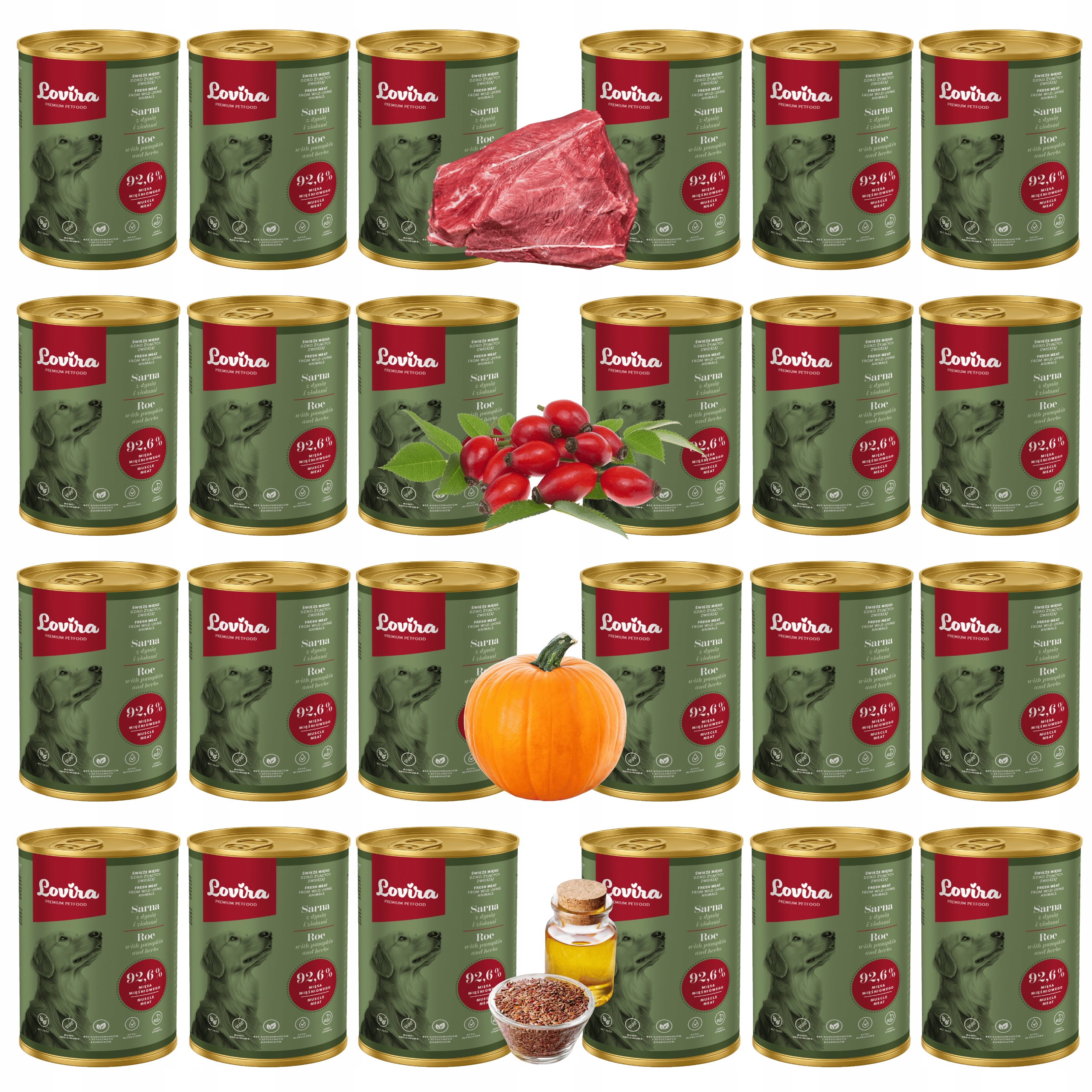 Levně Krmivo pro psy 24 konzerv Sarna 96,2 s dýní a bylinkami Bez Obilovin