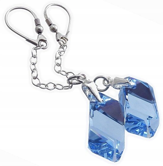 Dlouhé Krystaly Náušnice Sapphire Stříbro Arande