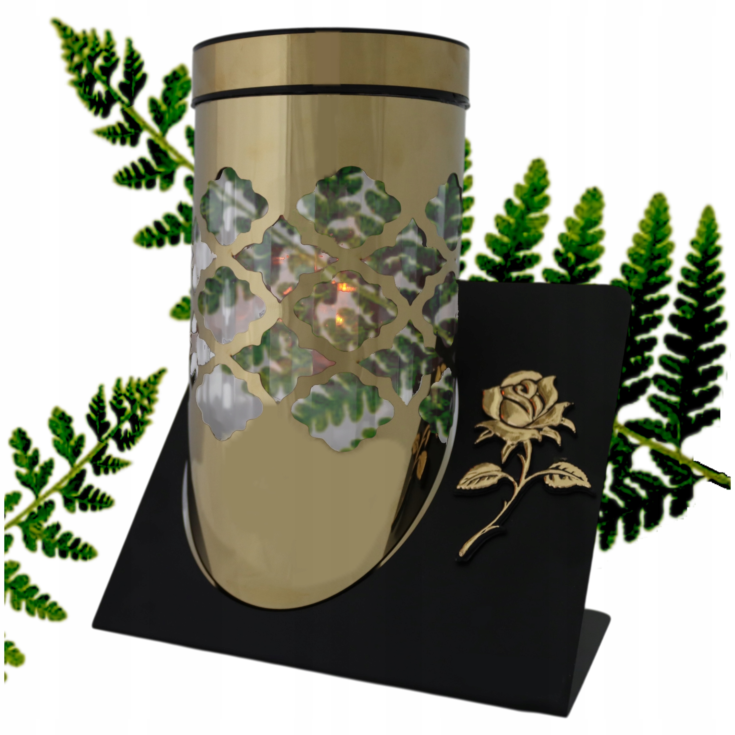 Hřbitovní Svíčka Premium Solar Pv Led Plamen Růže Zlatá 13 x 19 x 24 cm LSV-2Z-PARIS