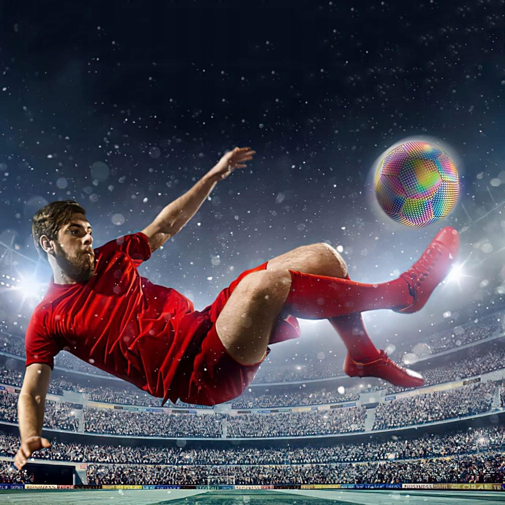 ODBLASKOWA PIŁKA NOŻNA ROZMIAR 5, ŚWIECĄCA W CIEMNOŚCI, Z POMPKĄ, TRENINGU Rozmiar 5