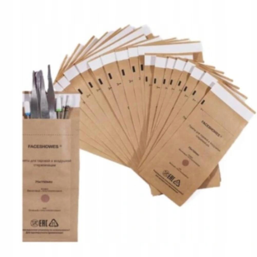 100SZT. Torebki Do Sterylizacji Papierowe 75X150 mm