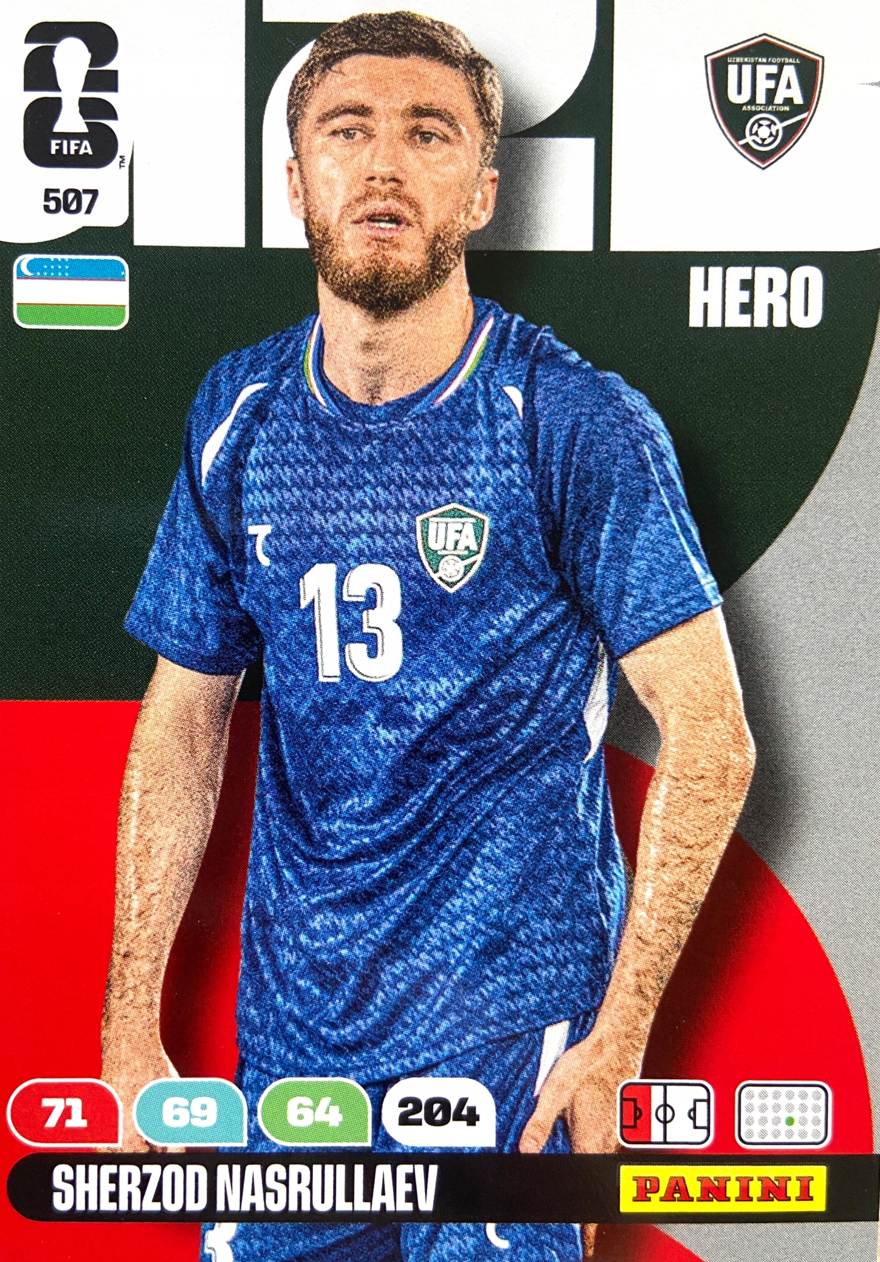 Panini Fifa World Cup 2026 karta piłkarska Hero 507 Nasrullaev Uzbekistan
