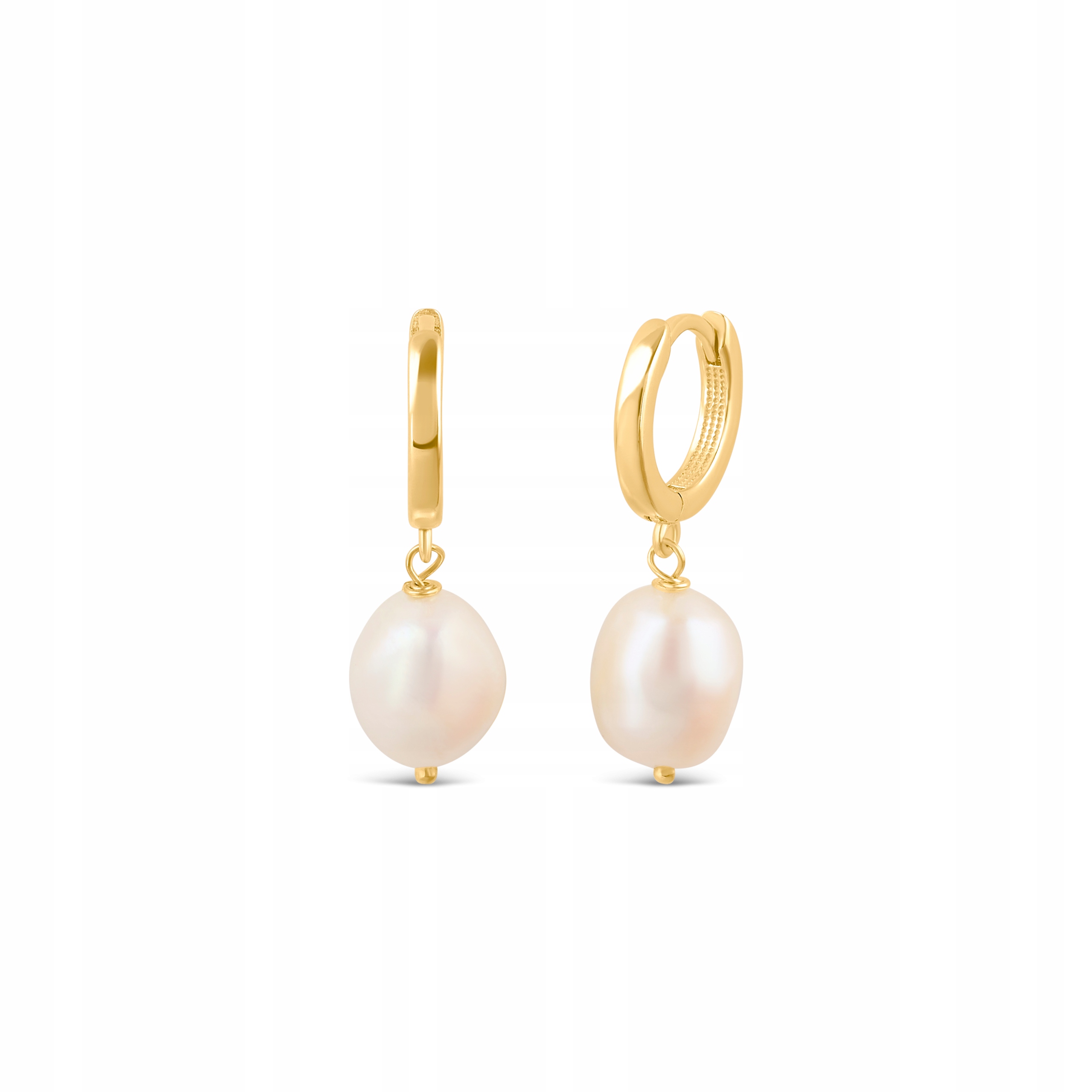 Kolczyki wiszące pozłacane Ania Kruk złote białe perły srebro 925