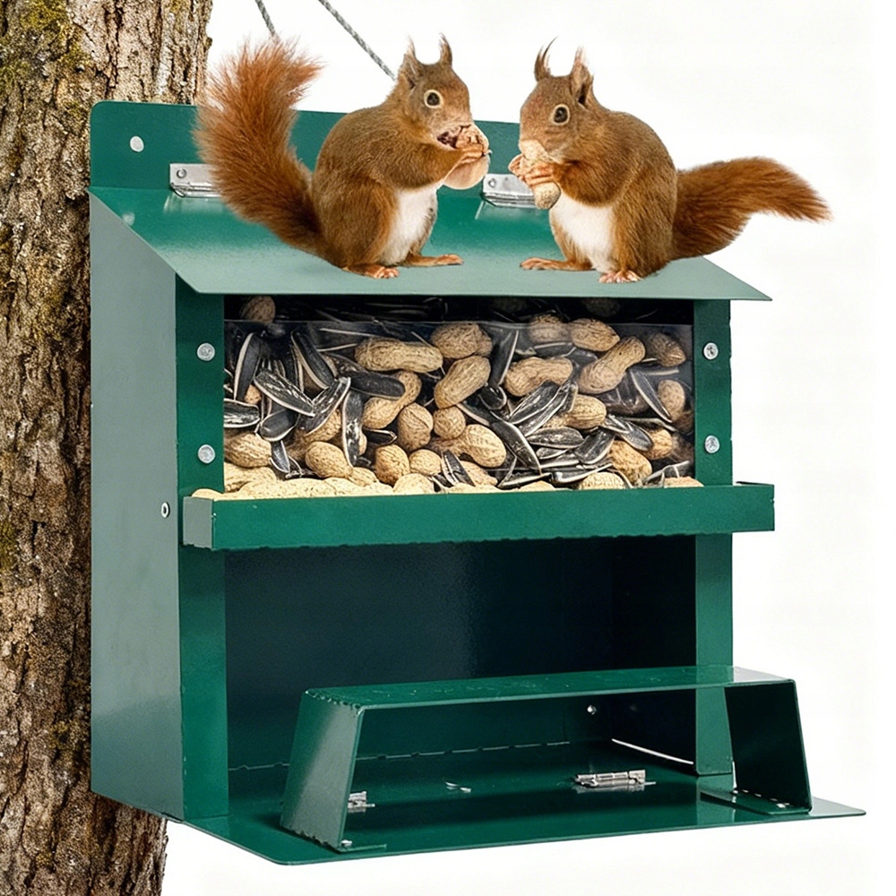 Levně Zahradní Krmítko Pro Veverky Kovové, Zelené, 22.5 X 18.5 X 23 CM