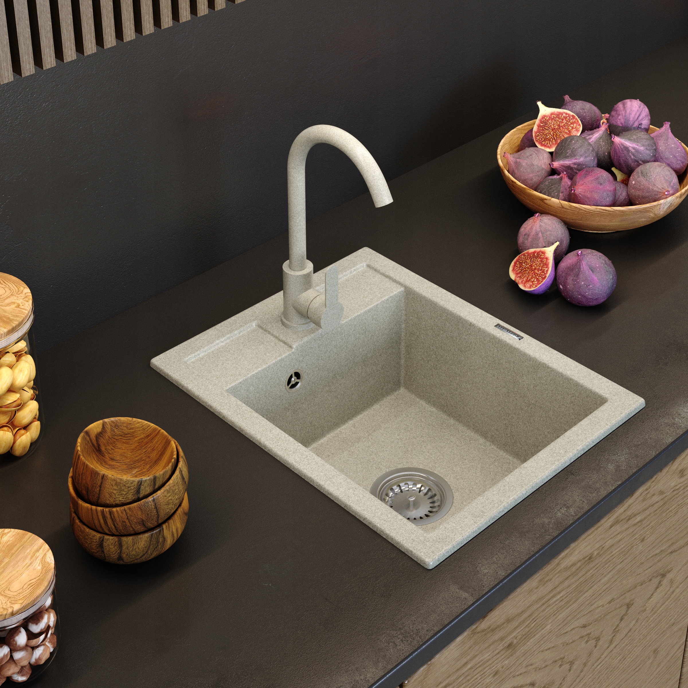 ZLEWOZMYWAK JEDNOKOMOROWY czarny granit BATERIA kuchenna STOJĄCA syfon BEST EAN (GTIN) 5907440721067