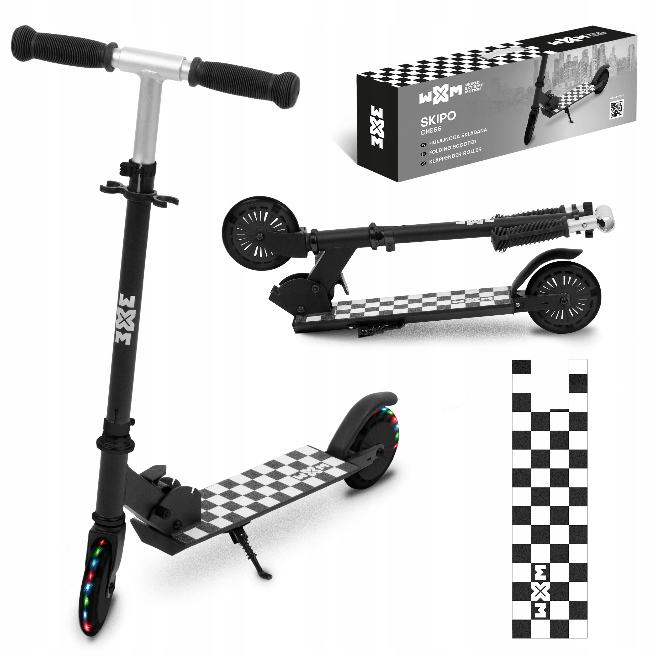 Hulajnoga składana Wxm Skipo Chess czarno-biała