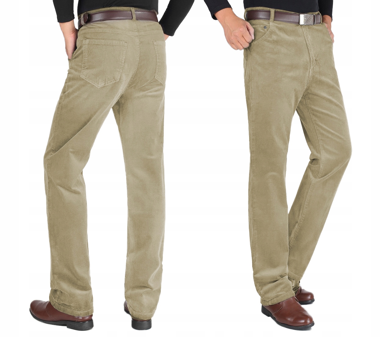 Velké pánské manšestrové kalhoty 100% bavlněné Taner 132 cm/32 cm béžové