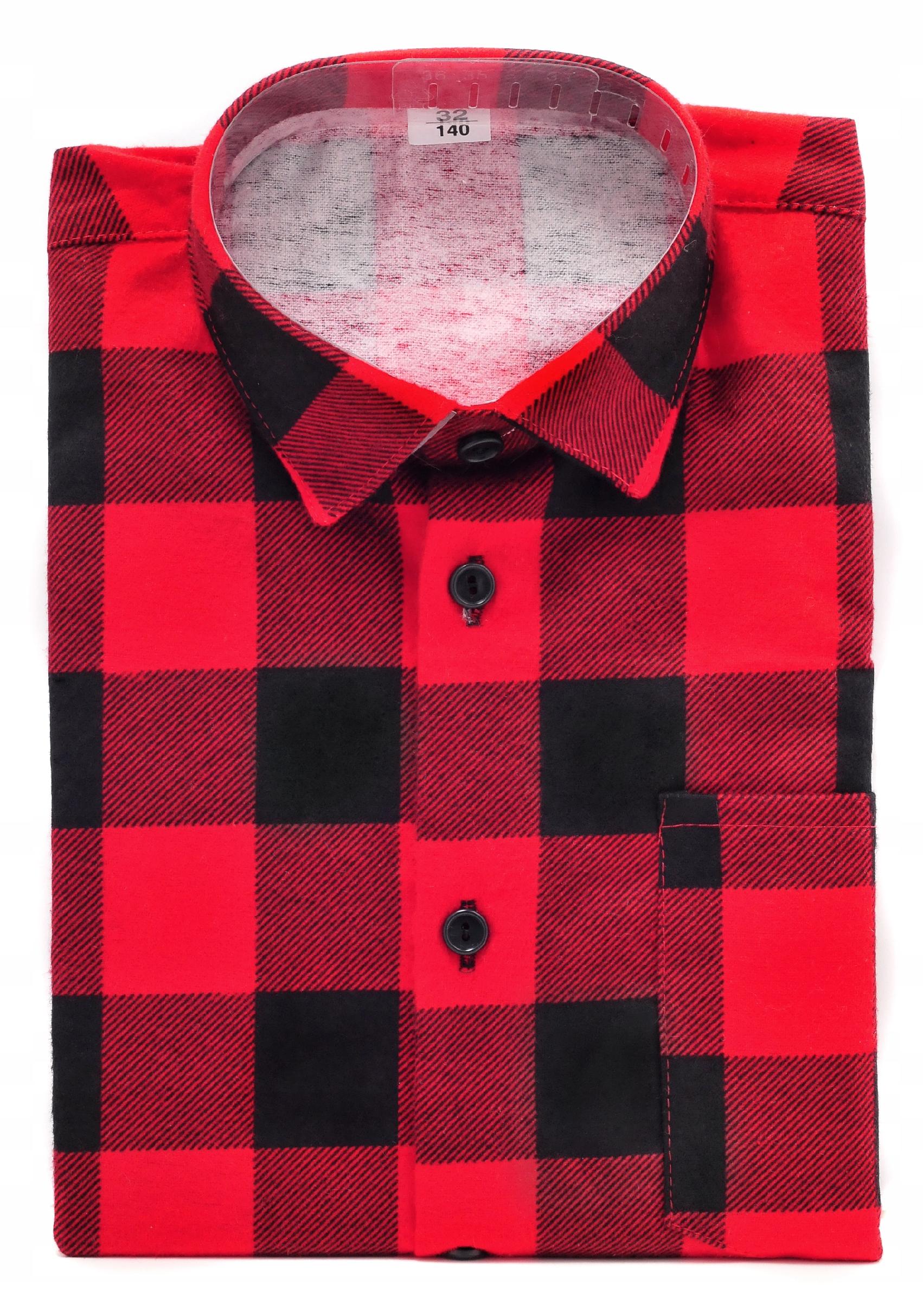 KOSZULA CHŁOPIĘCA FLANELOWA CZERWONA W KRATĘ Z DŁUGIM RĘKAWEM 164 Marka bez marki