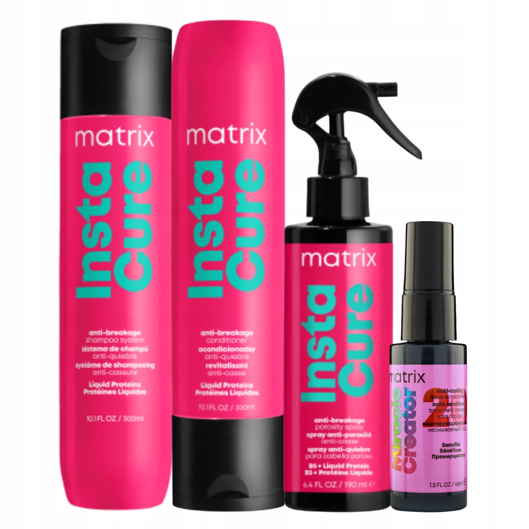 Matrix Instacure szampon do włosów łamliwych, odżywka, spray Zestaw