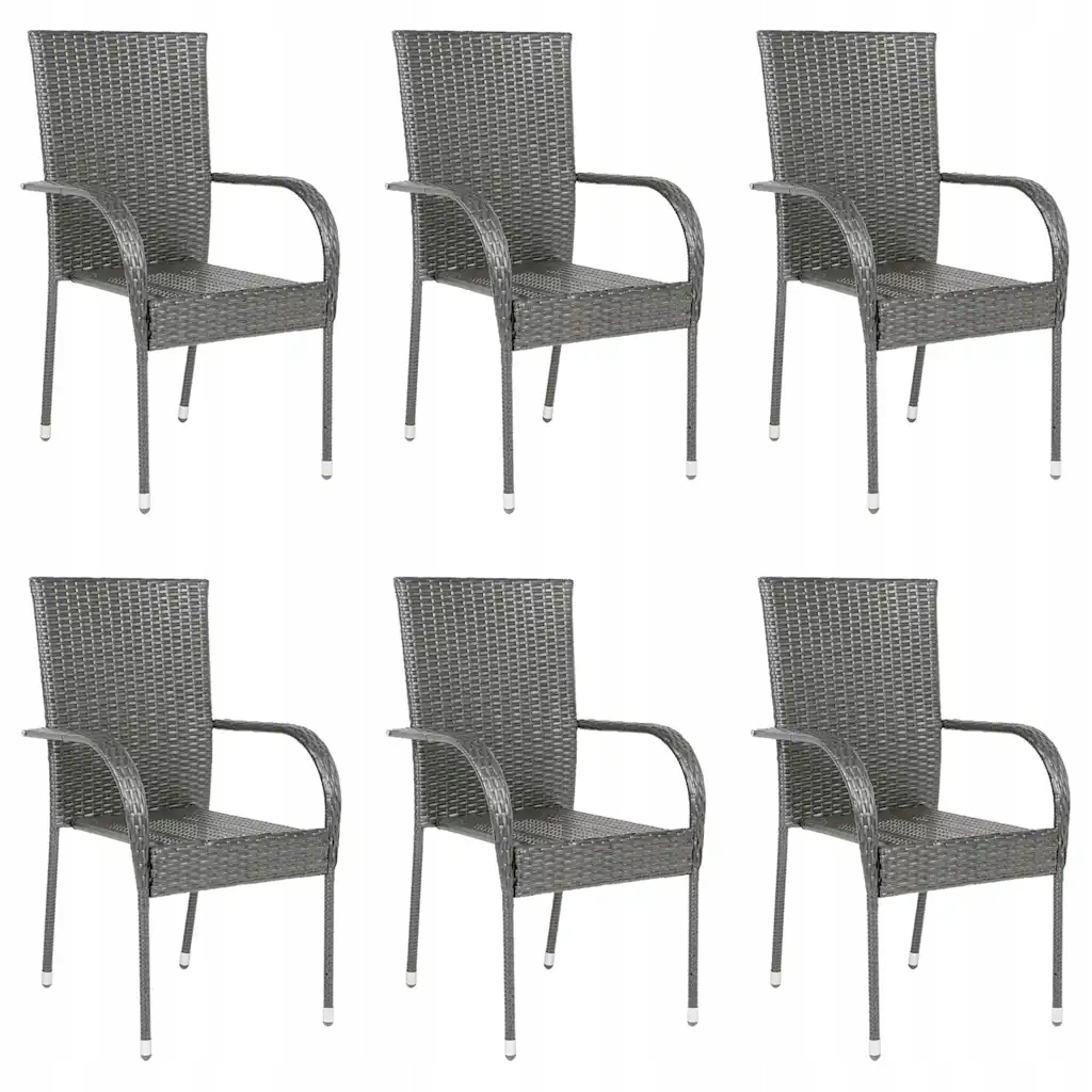 Polyratanové zahradní židle stohované, šedé, 55,5 x 53,5 x 95 cm