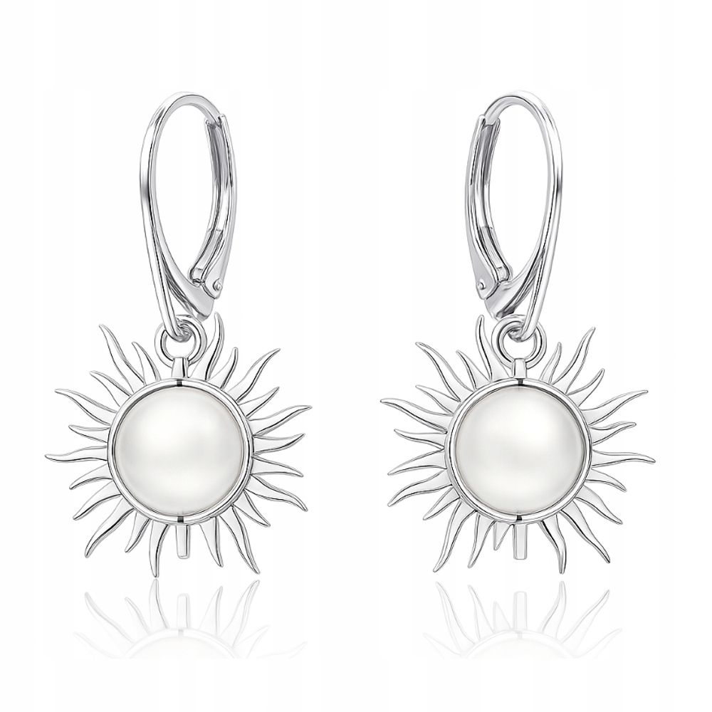 Sluneční Hvězda S Perlou Stříbrné náušnice na anglickém biglu stříbro 925