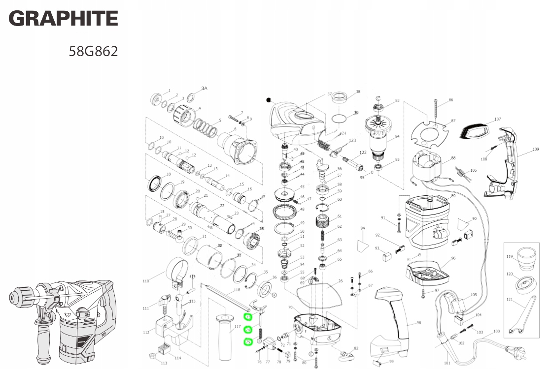 PŁYTKA UDARU DO MŁOTA UDAROWEGO MŁOTOWIERTARKI GRAPHITE 58G862 Marka GRAPHITE