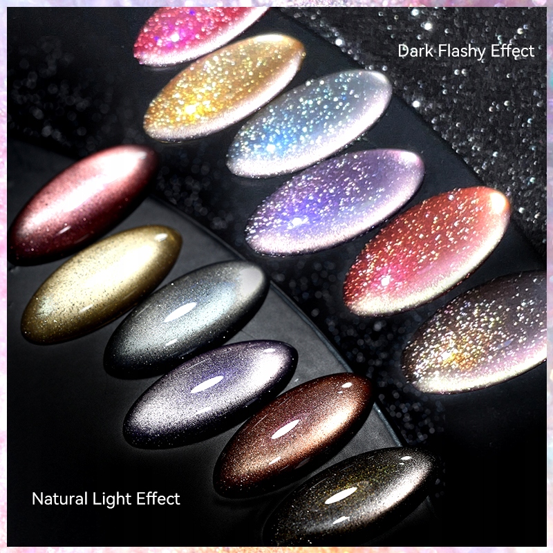 BORN PRETTY - Reflective Moonlight CAT EYE - LAKIER MAGNETYCZNY FLASH RM05 Kolor Odcienie brązu i beżu Odcienie żółtego i złota