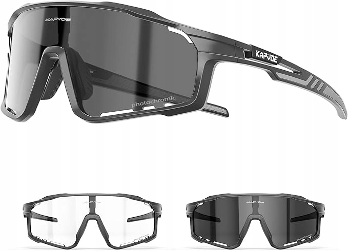 Cyklistické brýle Kapvoe fotochromatická ochrana UV400 sportovní černý rámeček